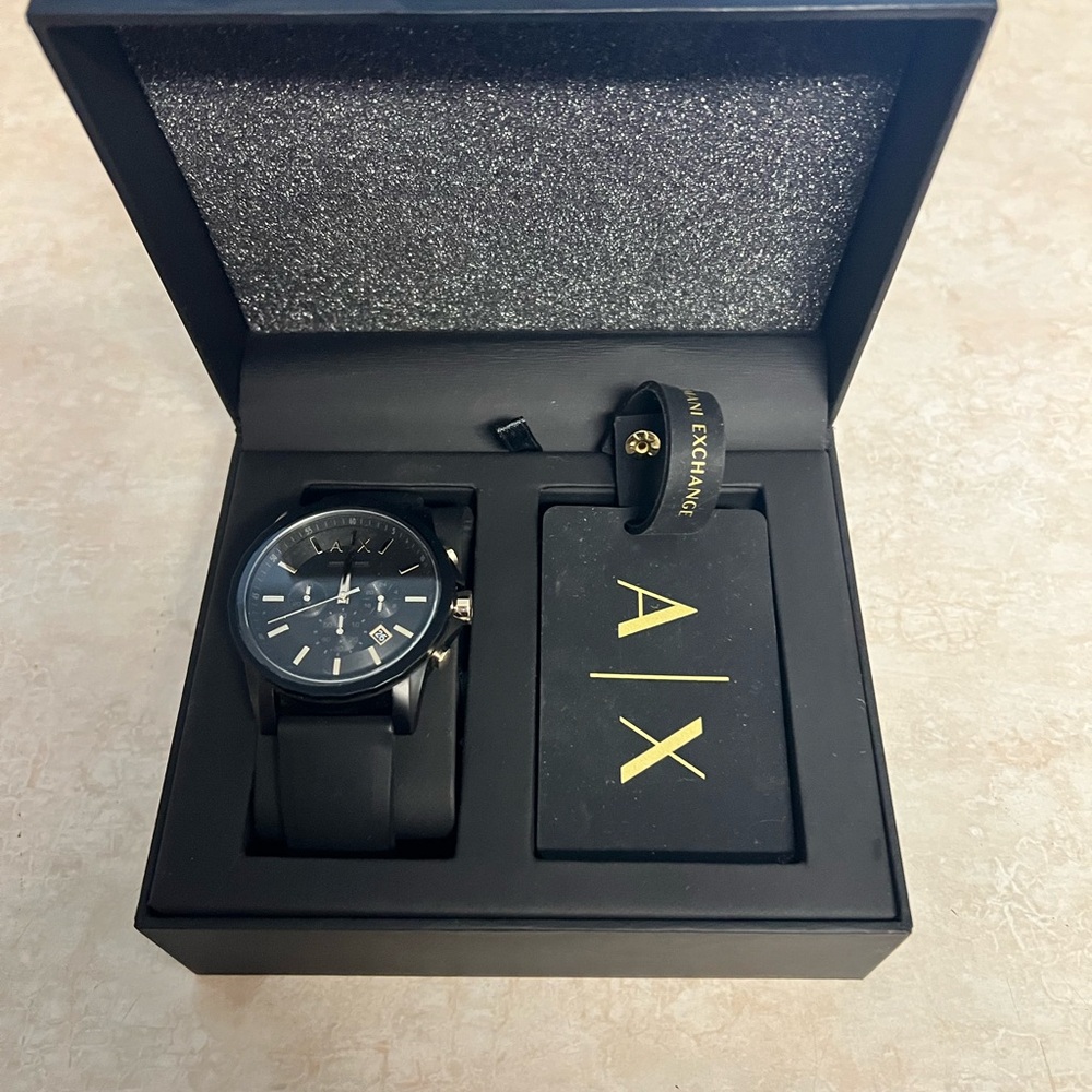 Armani Exchange Black and Gold Watch Set